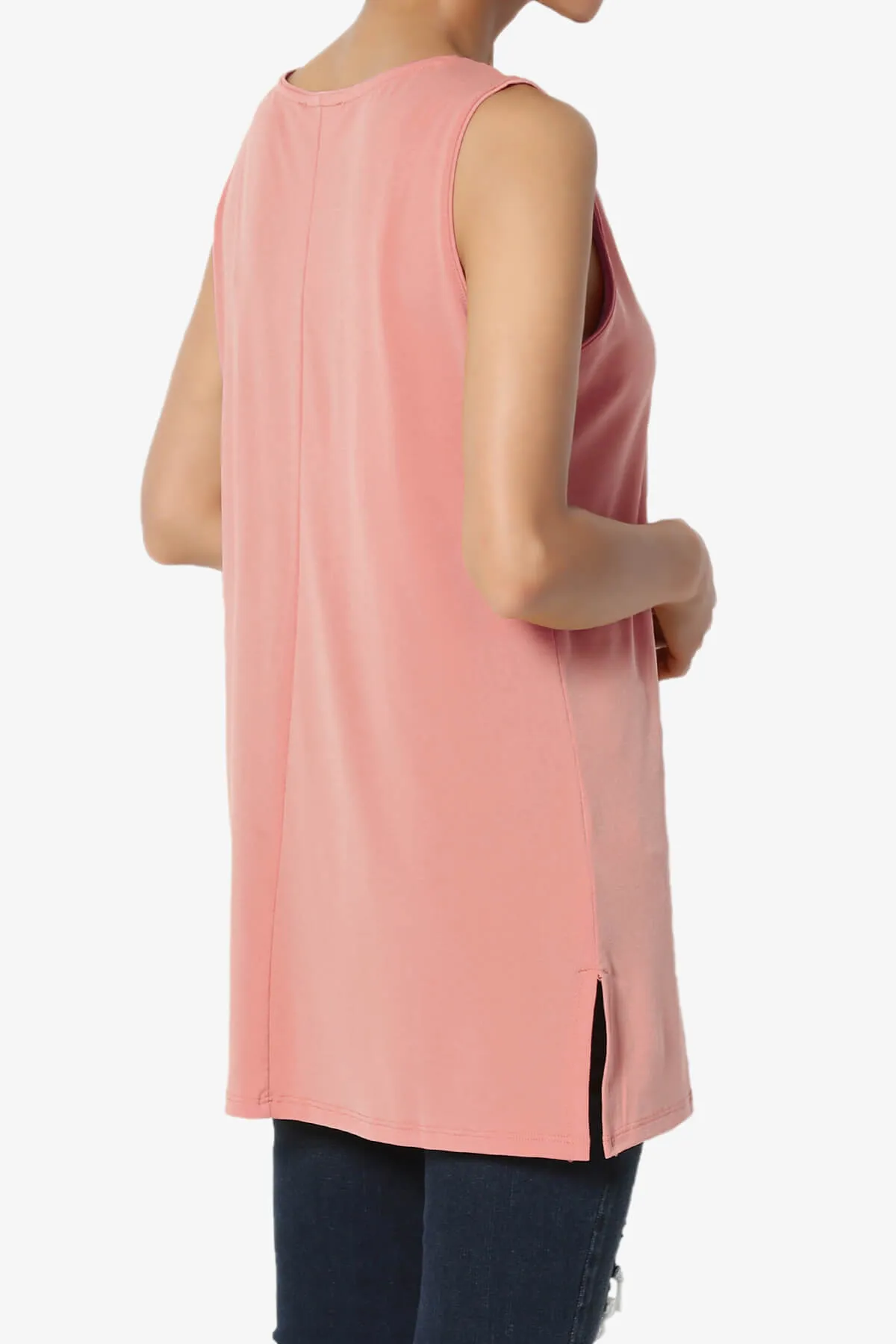 Lilly Sleeveless Side Slit Fluid Knit Tank Top