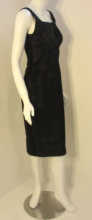 PAULINE TRIGERE 1960s Black Textured Velvet Cocktail Dress